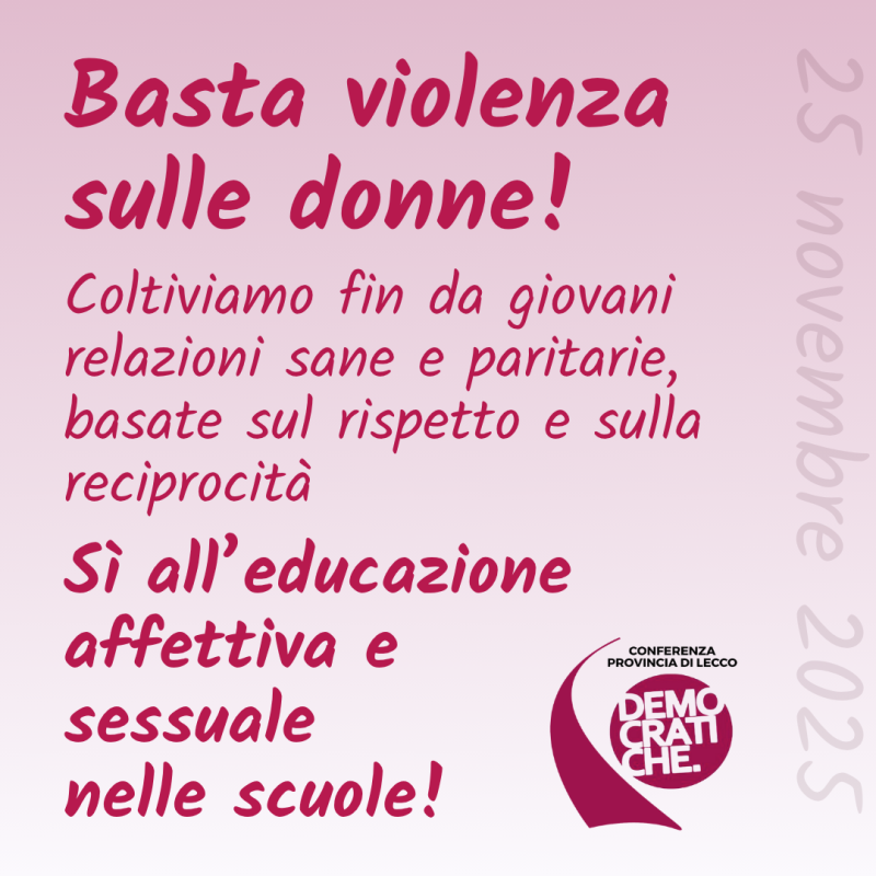 Basta violenza sulle donne, sì all'educazione affettiva e sessuale nelle scuole